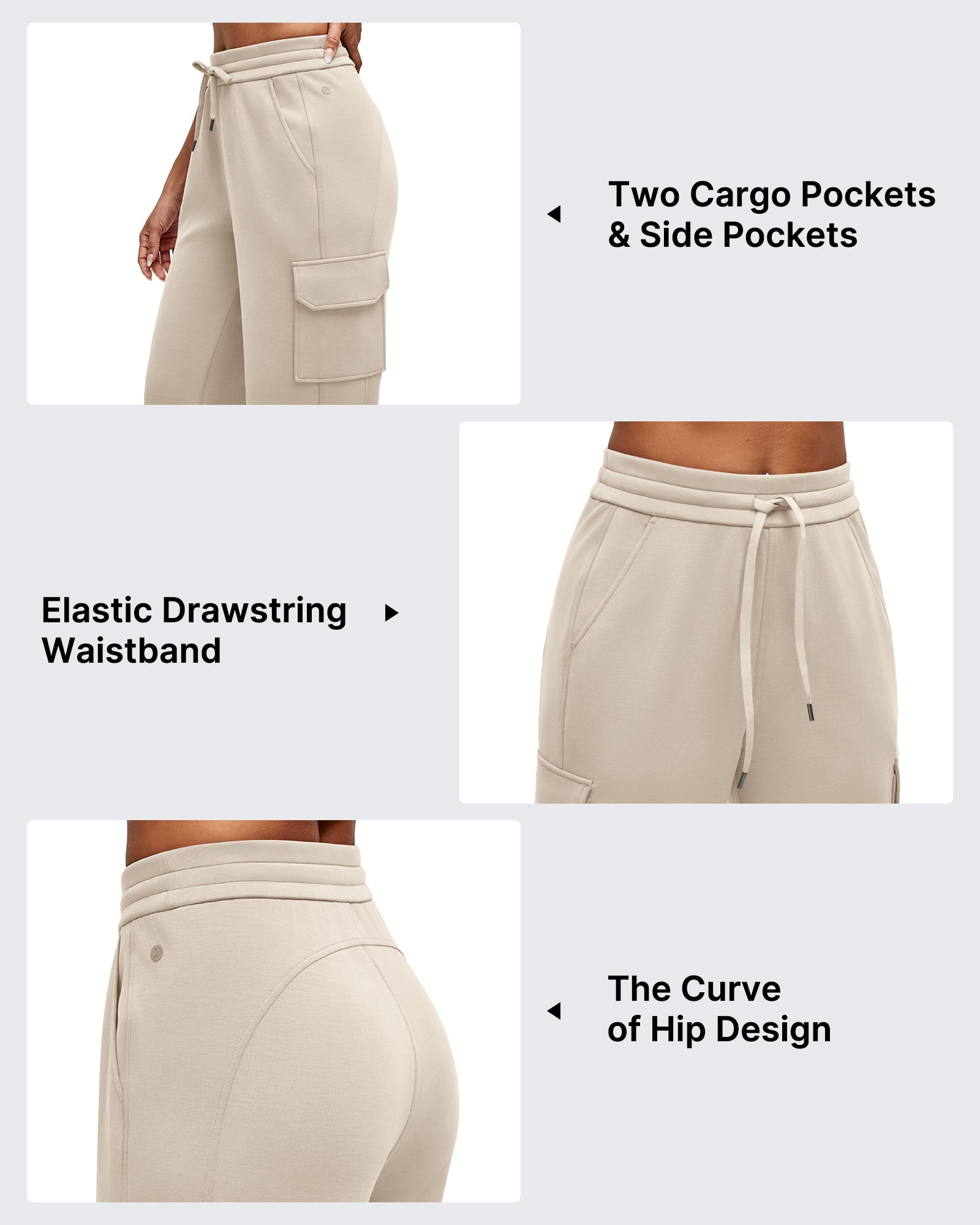 Smoofit Drawstring Wide Leg Pockets Cargo Sweatpants