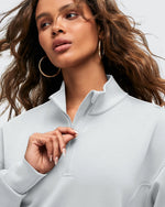 Smoofit Half-Zip White Piping Mock Neck Pullover Sweatshirts