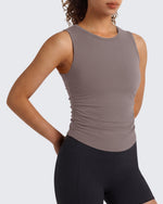 Camiseta sin mangas de yoga G4Free BareFeel con cuello alto fruncido