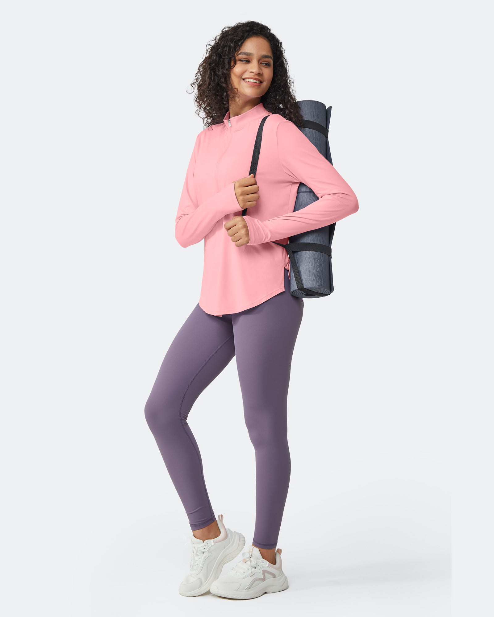 Quick Dry High Neck Sun Half Zip Workout Tops - G4Free