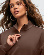 Smoofit Half-Zip White Piping Mock Neck Pullover Sweatshirts
