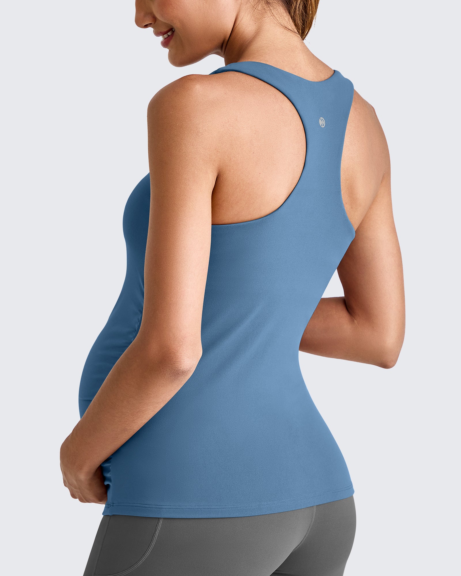 Square Neck Ruched Pregnancy Workout Tanks - G4Free