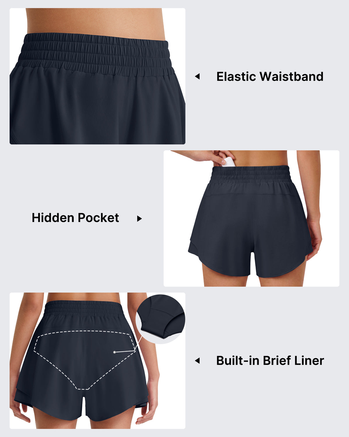 G4Free Chillwhisp 2.5'' High Waist Running Shorts with Liner Pocket