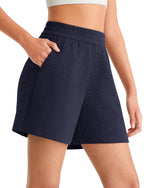 G4Free Waffle Knit 4'' High Waisted Shorts with Pockets