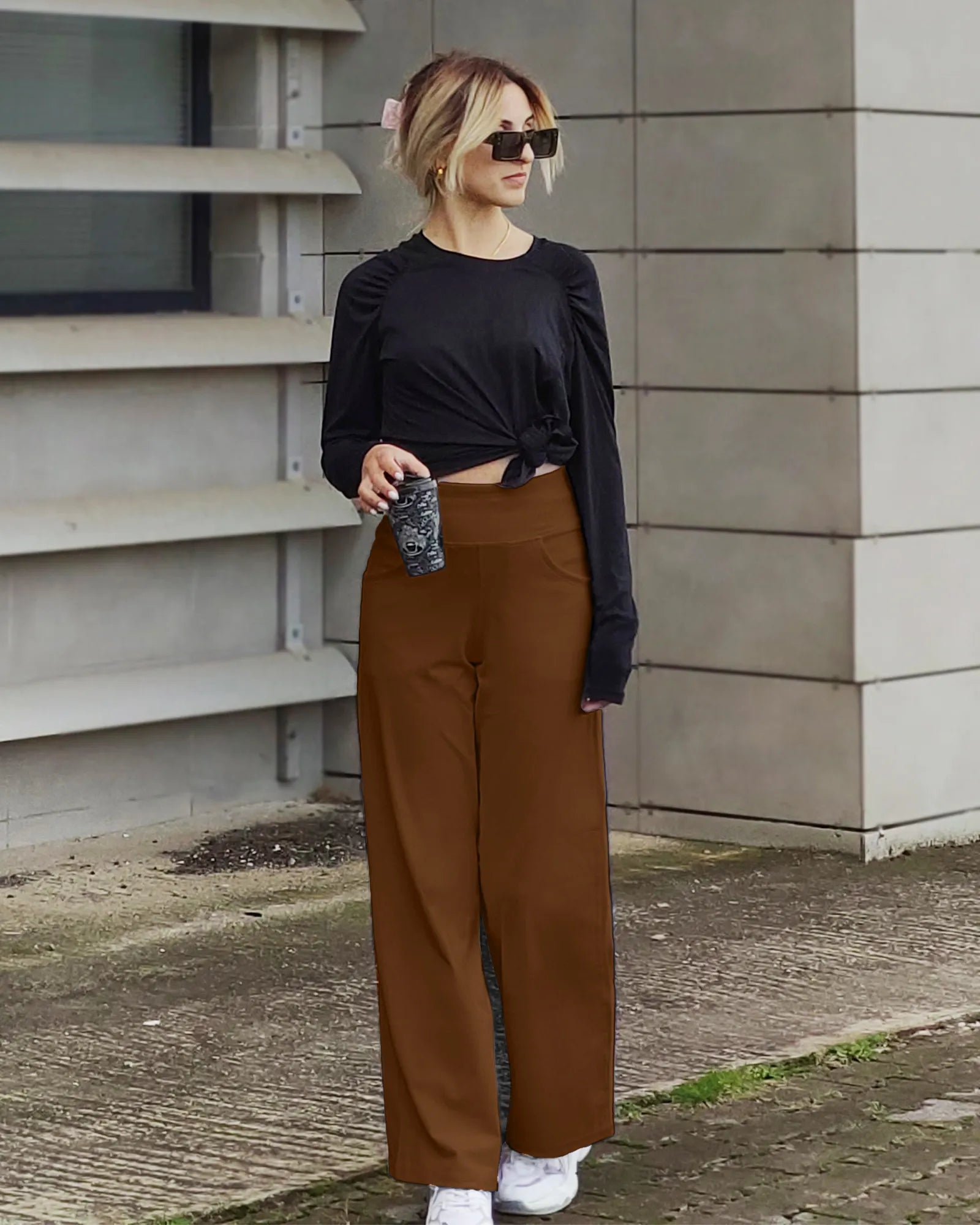 Wide Leg Pants Woman Yoga Pants with Pockets Regular - G4Free