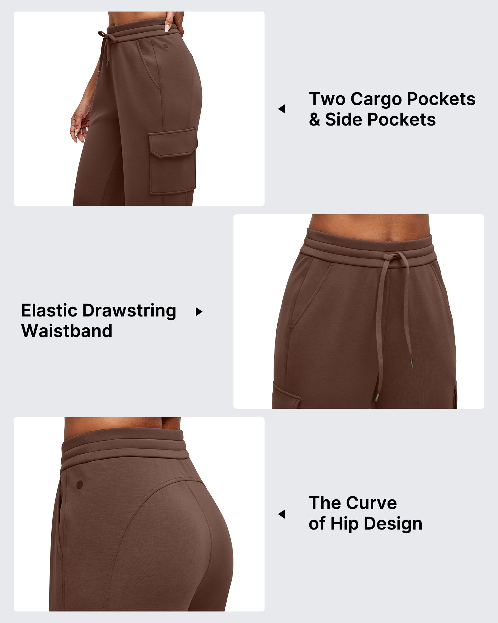 Smoofit Drawstring Wide Leg Pockets Cargo Sweatpants