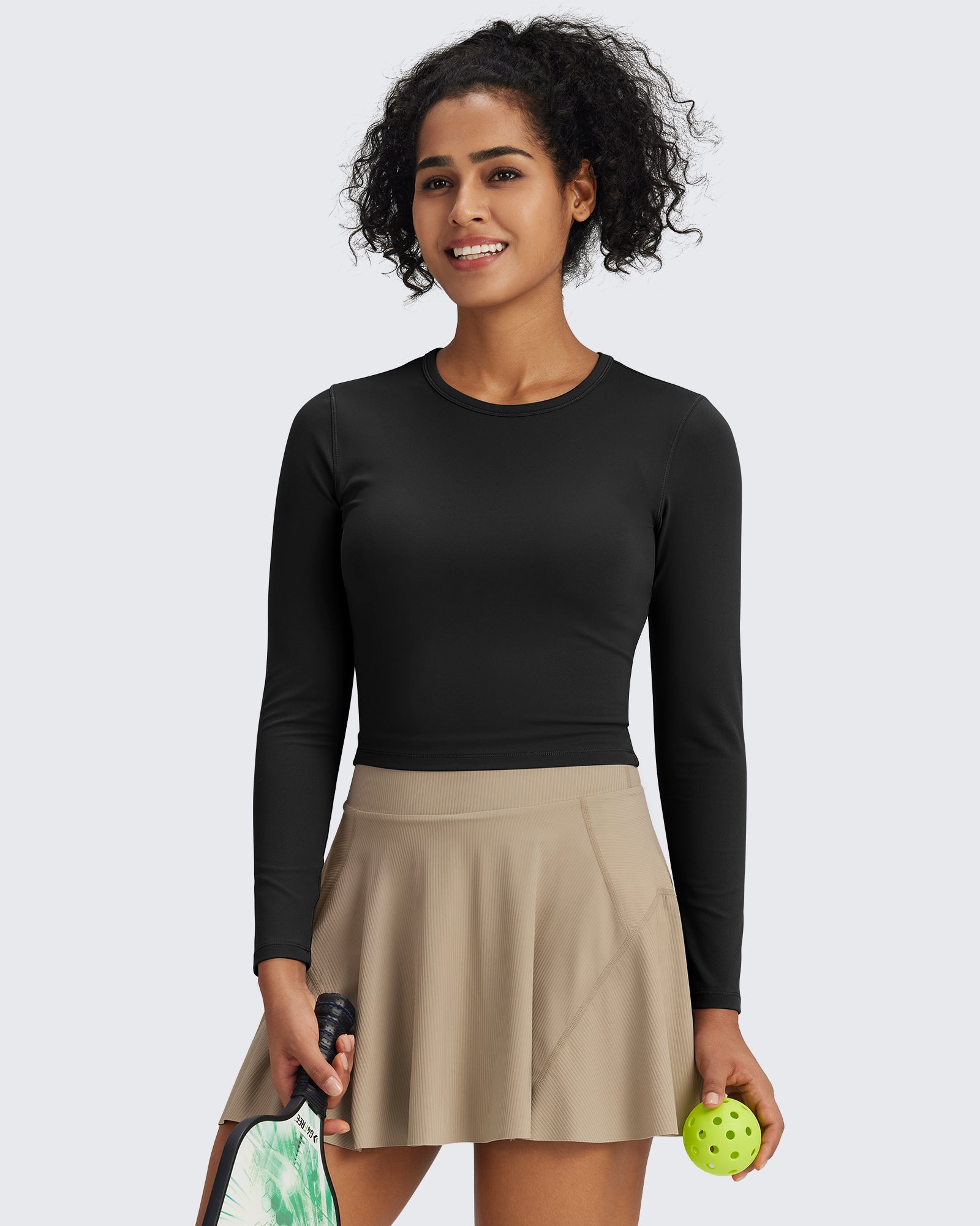 BareFeel Slim High Crew Neck Cropped Long Sleeve - G4Free
