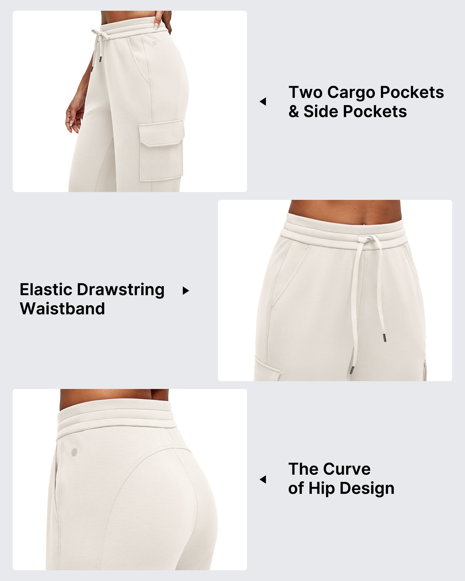 Smoofit Drawstring Wide Leg Pockets Cargo Sweatpants