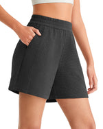 G4Free Waffle Knit 4'' High Waisted Shorts with Pockets