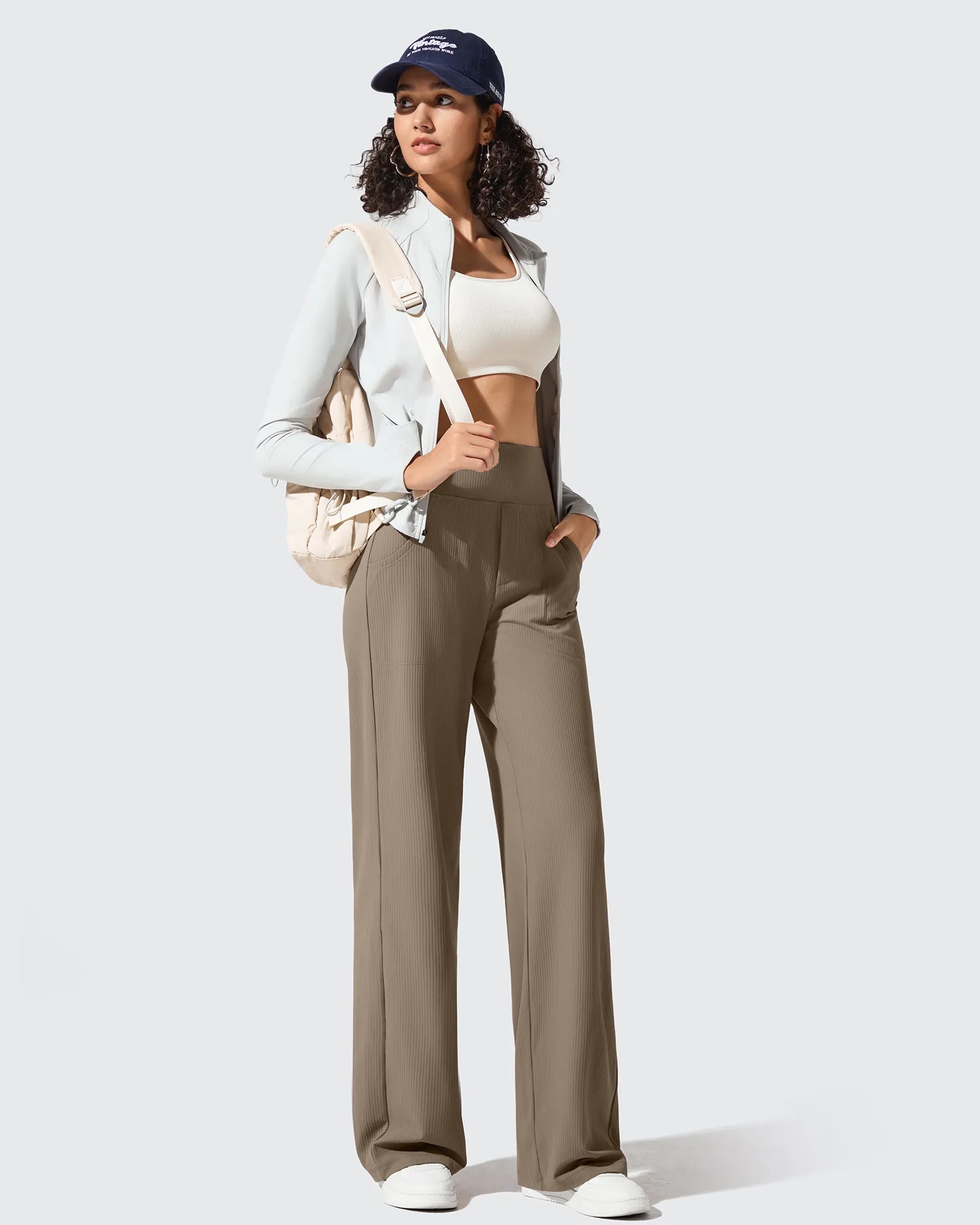Ribbed Knit High Waist Wide Leg Yoga Pants