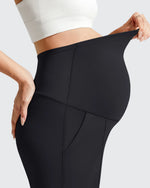Evergoing Front Pleats Pockets Maternity Shorts