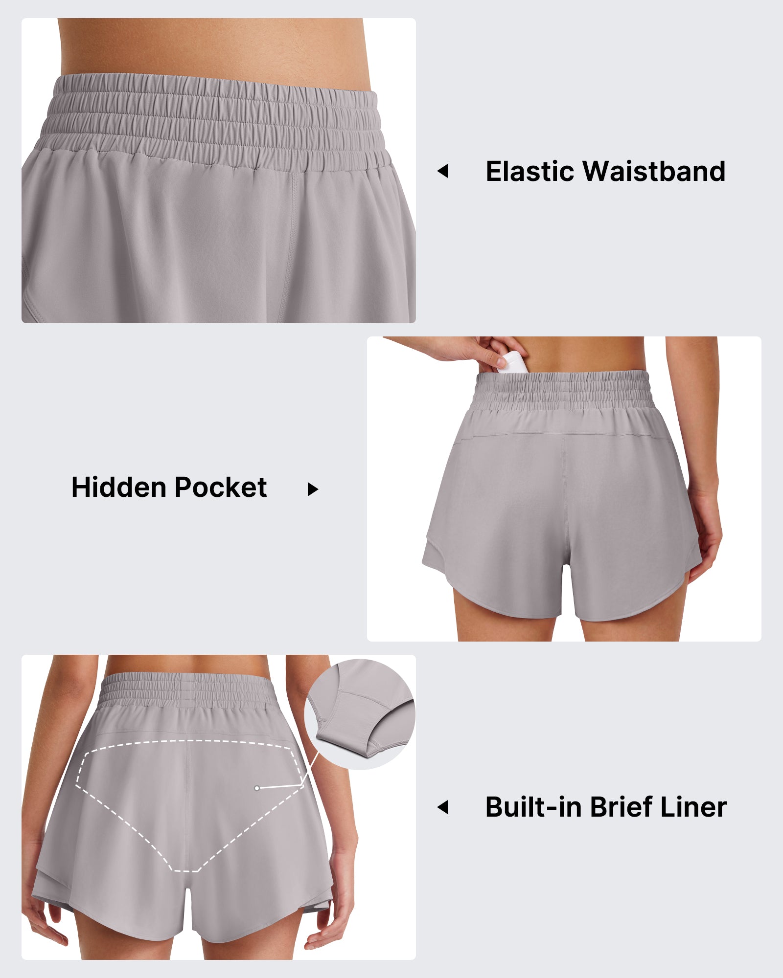 G4Free Chillwhisp 2.5'' High Waist Running Shorts with Liner Pocket