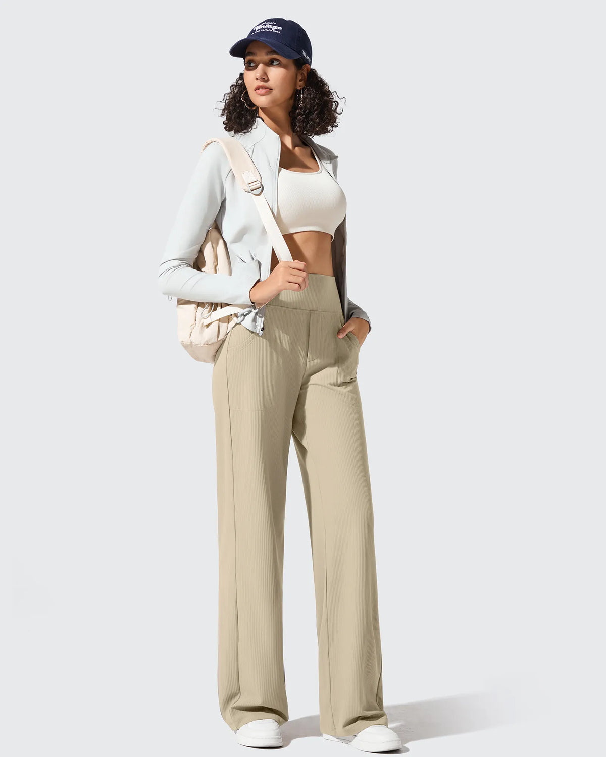 Ribbed Knit High Waist Wide Leg Yoga Pants