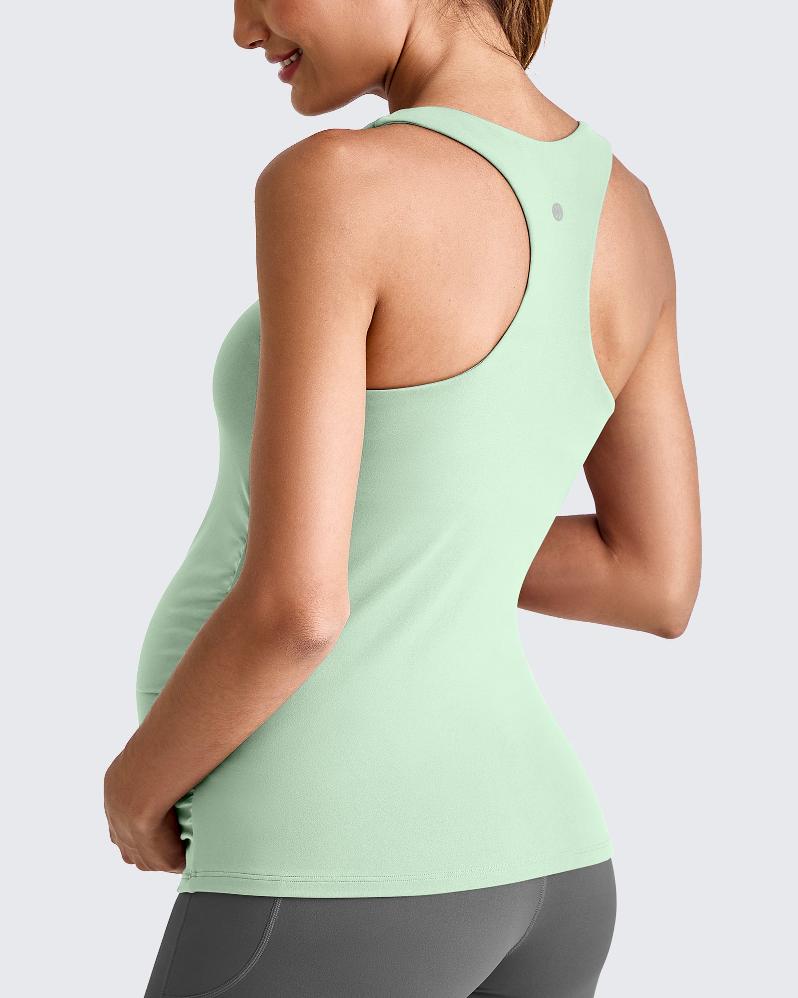 Square Neck Ruched Pregnancy Workout Tanks - G4Free