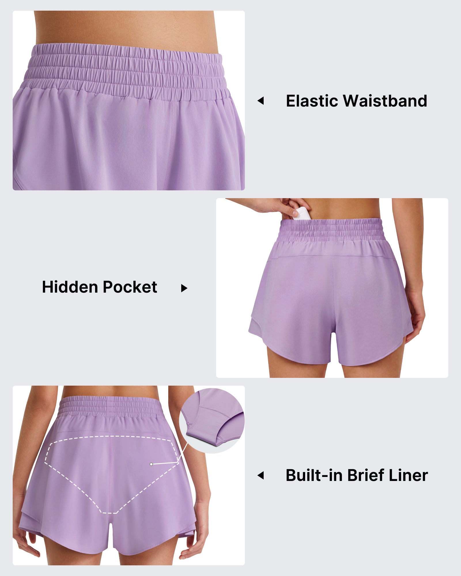G4Free Chillwhisp 2.5'' High Waist Running Shorts with Liner Pocket