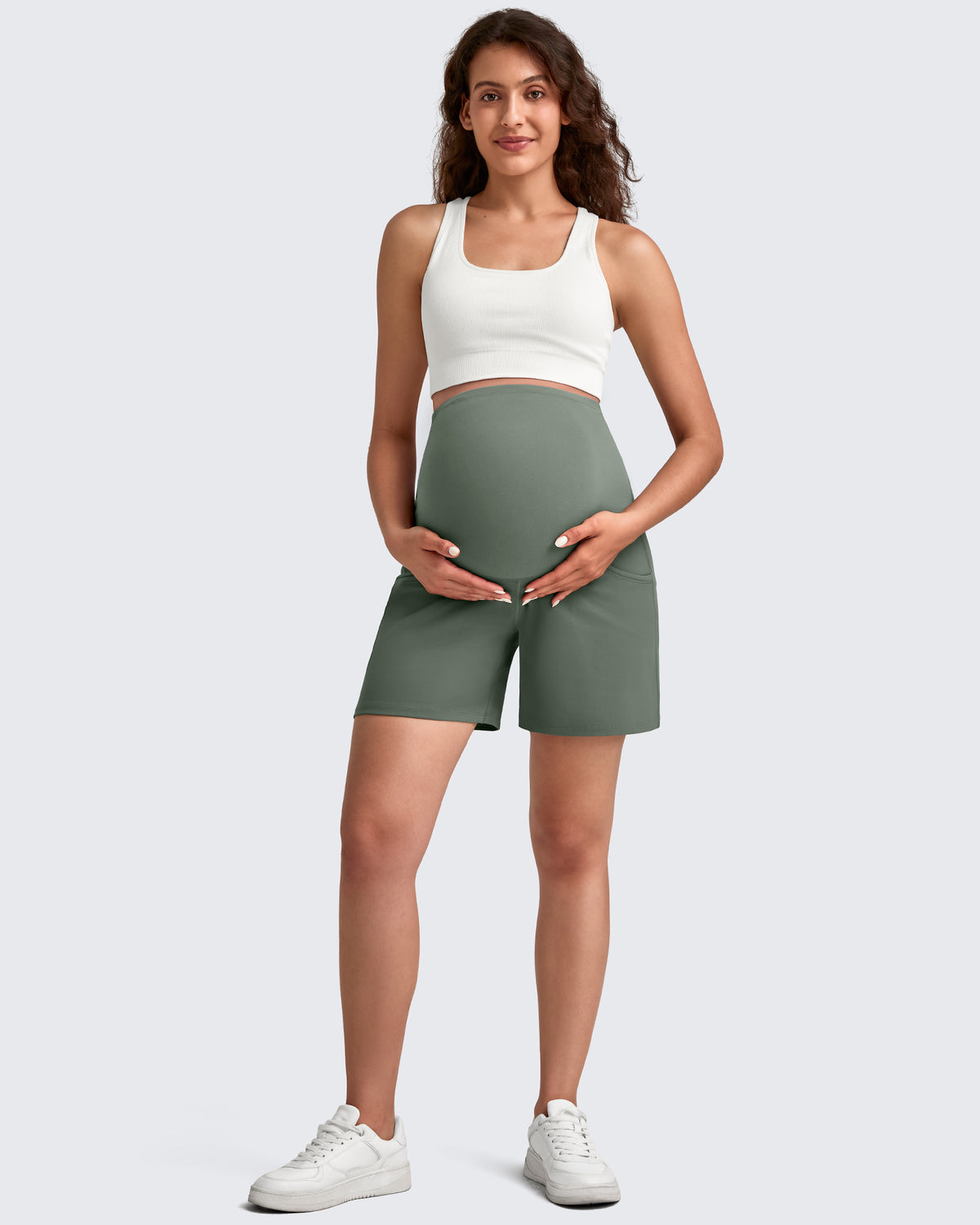 Over The Belly Pregnancy Athletic Shorts 6'' - G4Free