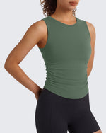 Camiseta sin mangas de yoga G4Free BareFeel con cuello alto fruncido