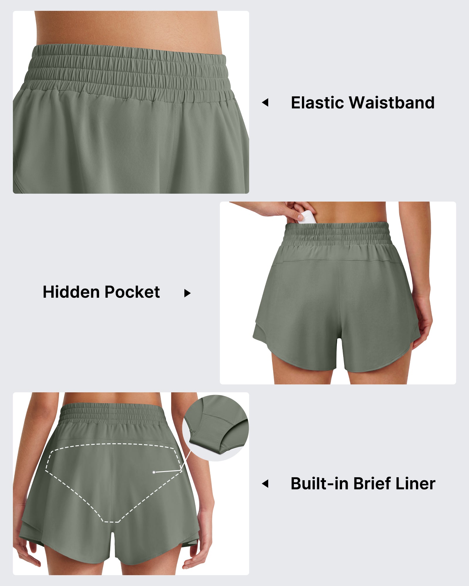 G4Free Chillwhisp 2.5'' High Waist Running Shorts with Liner Pocket
