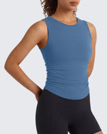 Camiseta sin mangas de yoga G4Free BareFeel con cuello alto fruncido