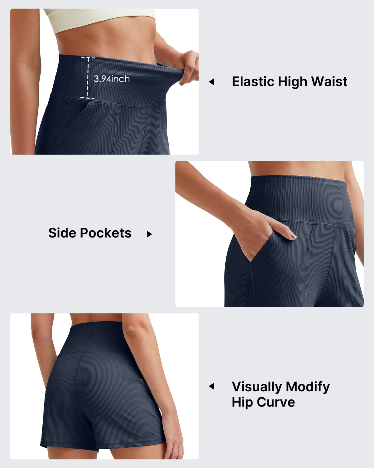 Ribbed Mid-Rise Seamless Work Shorts - G4Free