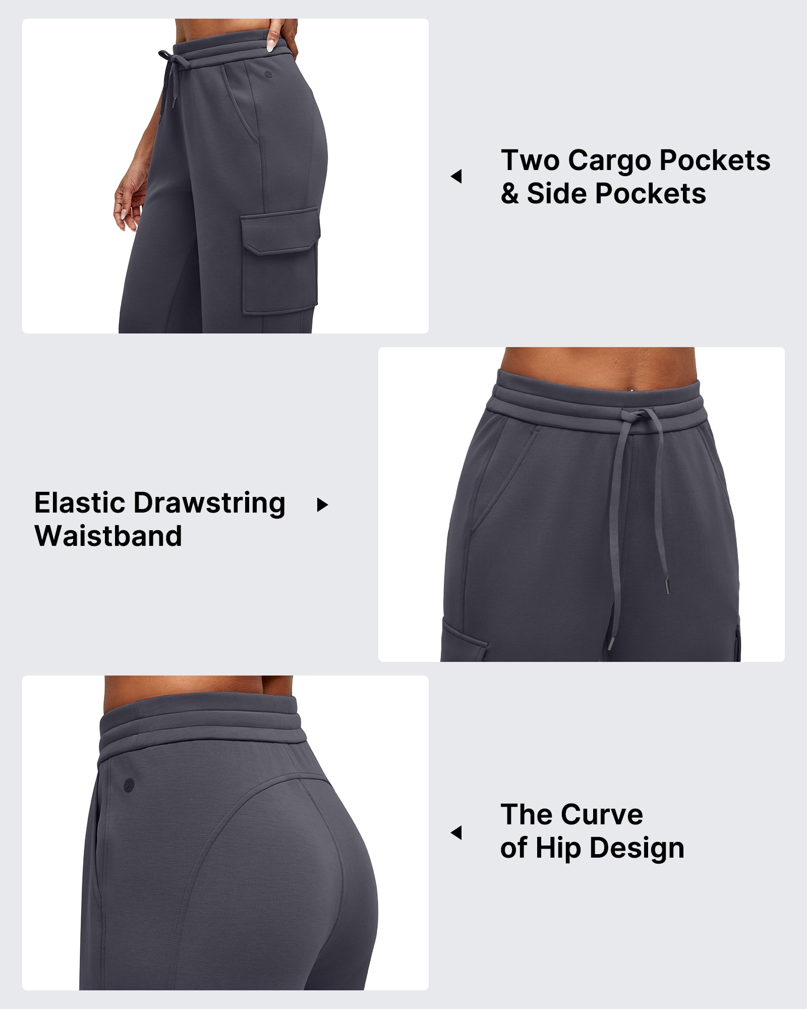 Smoofit Drawstring Wide Leg Pockets Cargo Sweatpants