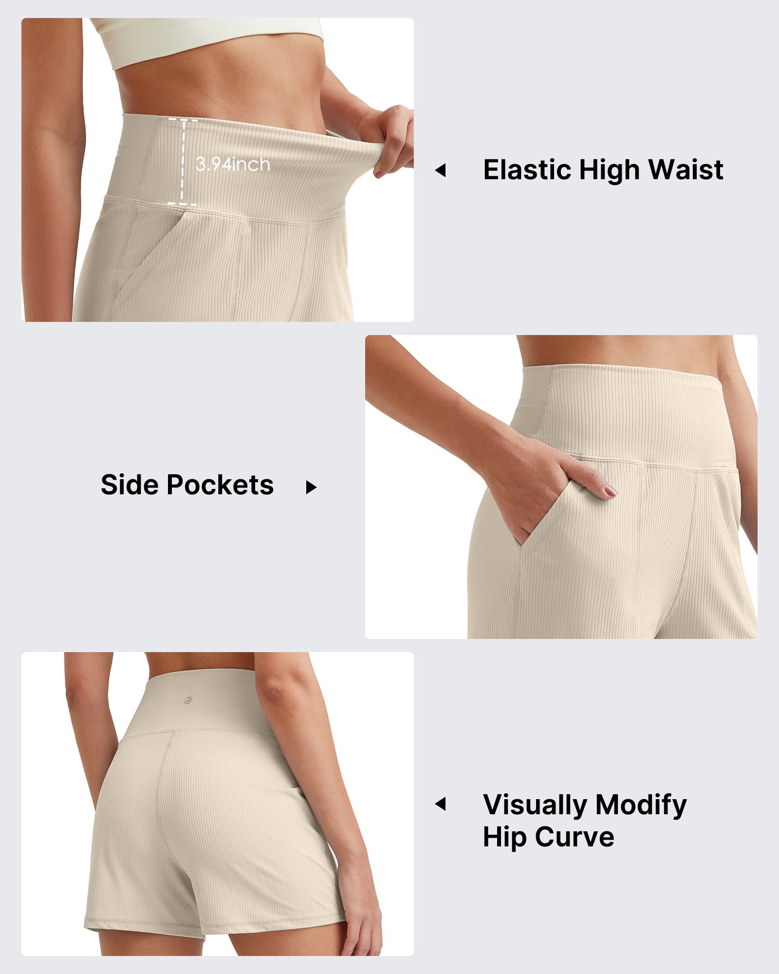 Ribbed Mid-Rise Seamless Work Shorts - G4Free