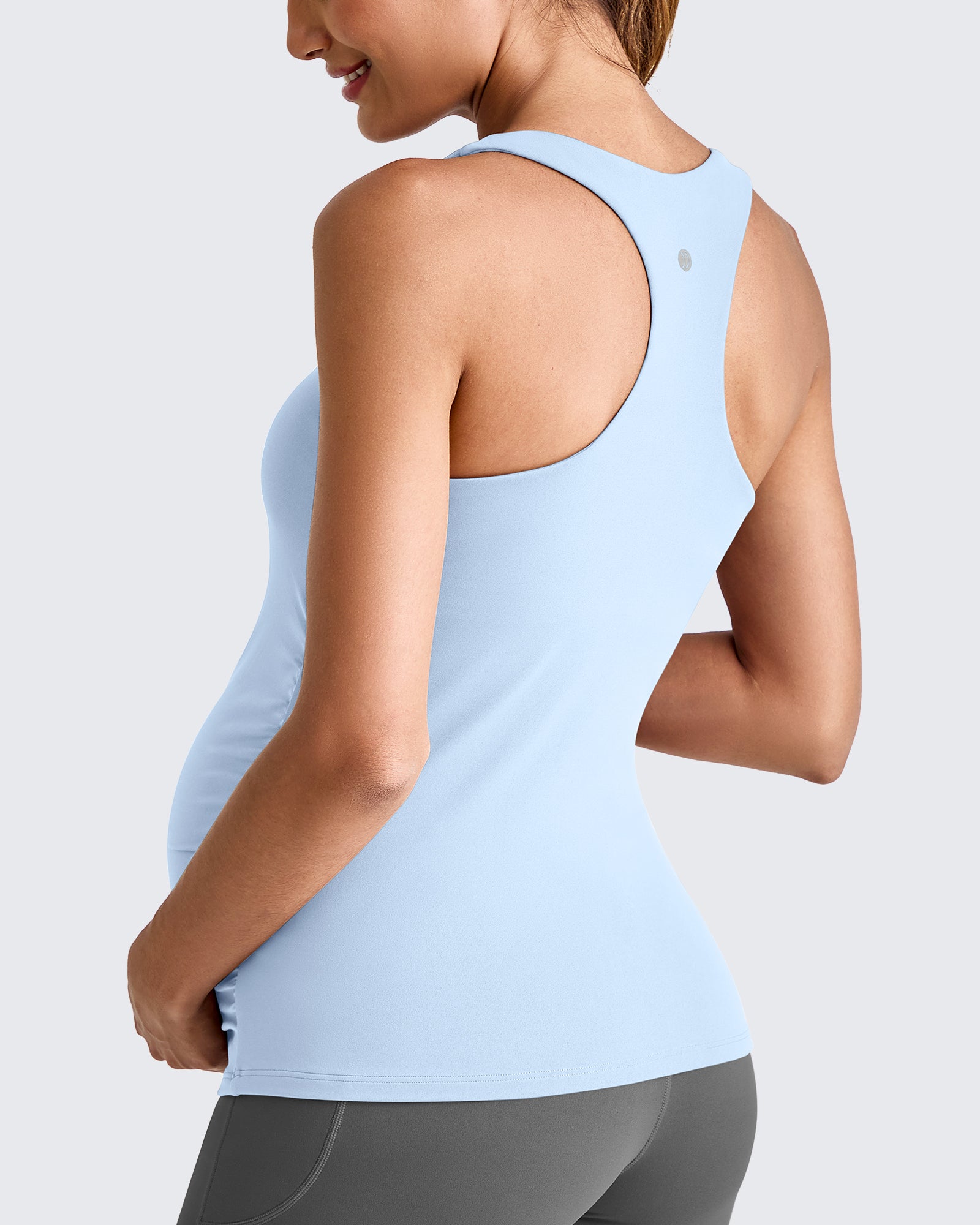 Square Neck Ruched Pregnancy Workout Tanks - G4Free
