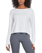 G4Free Activewear Boatneck Crop Workout Long Sleeve