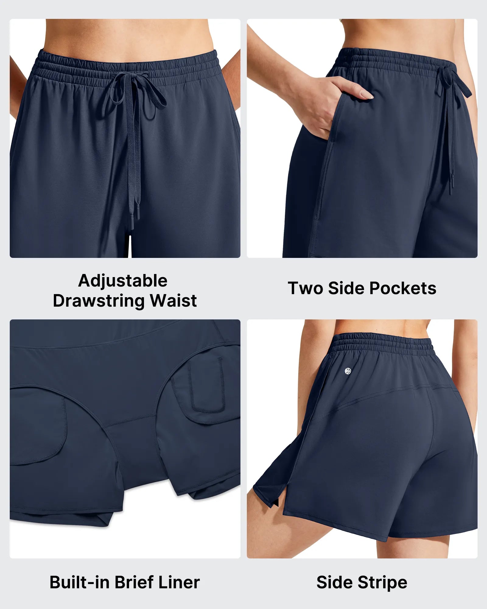 Chillwhisp Built-in Shorts Split Running Shorts 3''