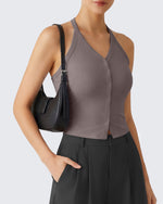 G4Free Ribbed Backless Halter Crop Cami