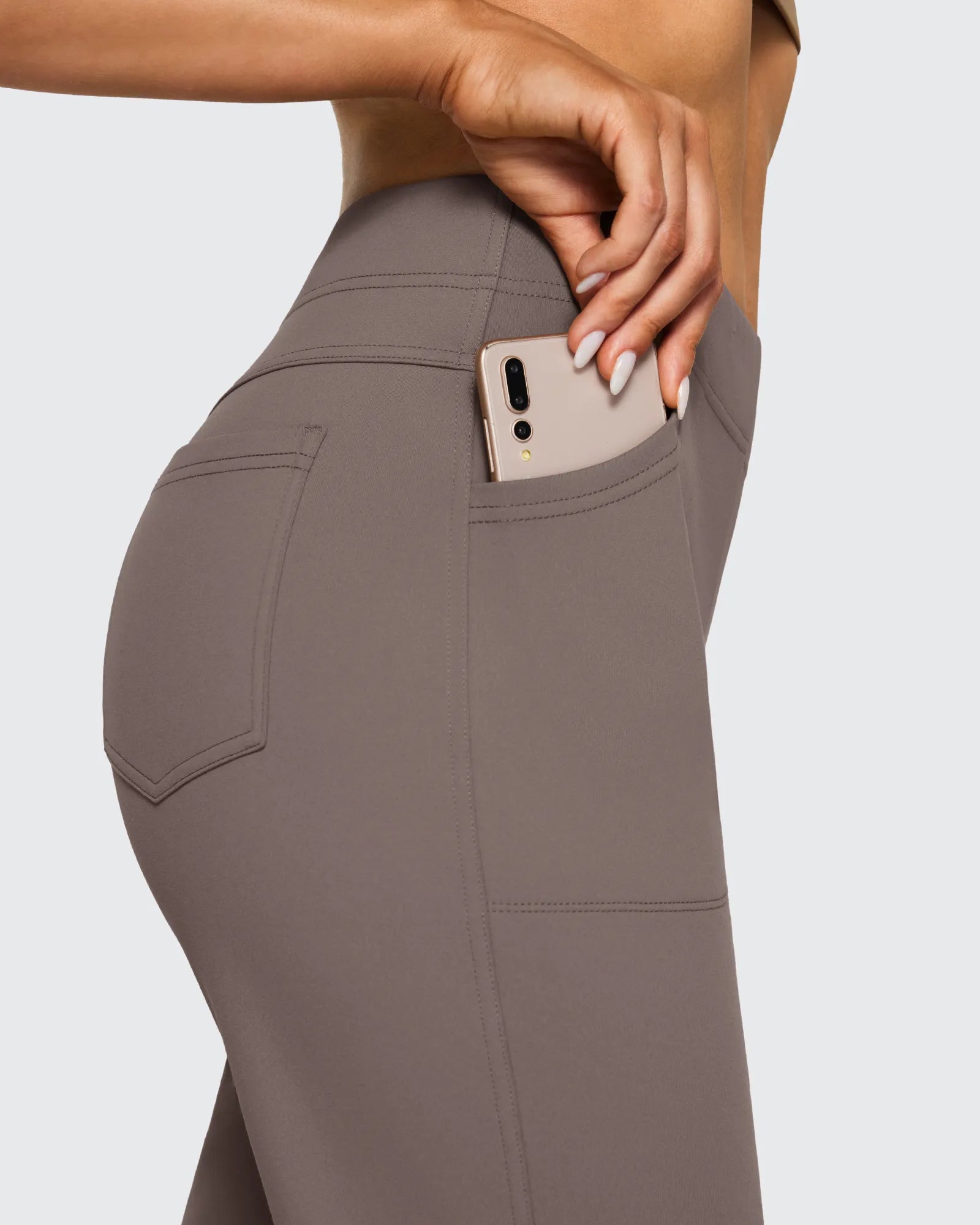 Fleece Lined High-Waist Flare Work Pants - G4Free