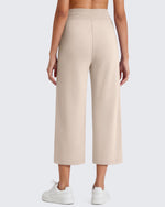 G4Free Smoofit High Waisted Drawstring Wide Leg Capris with Pockets