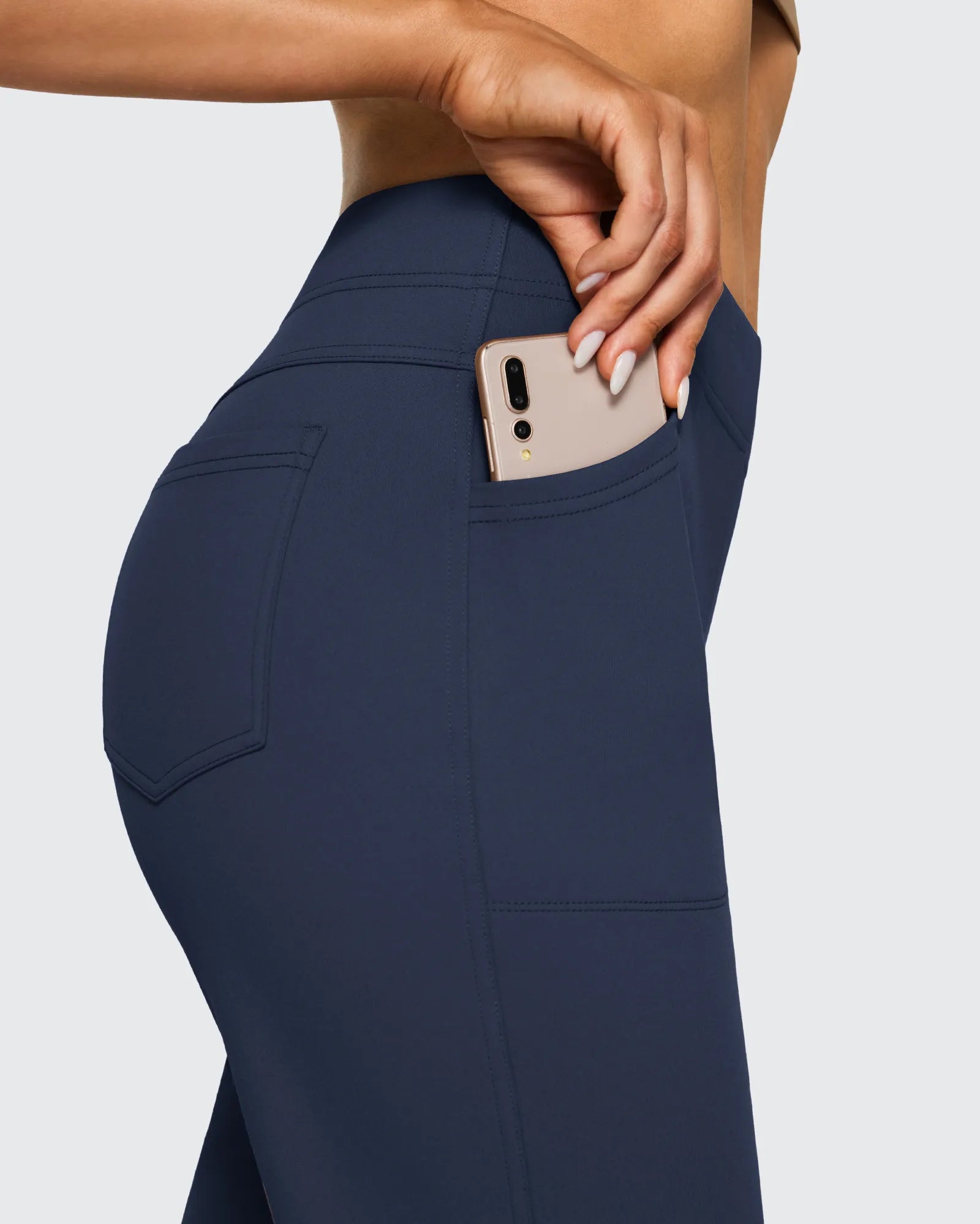 Fleece Lined High-Waist Flare Work Pants - G4Free