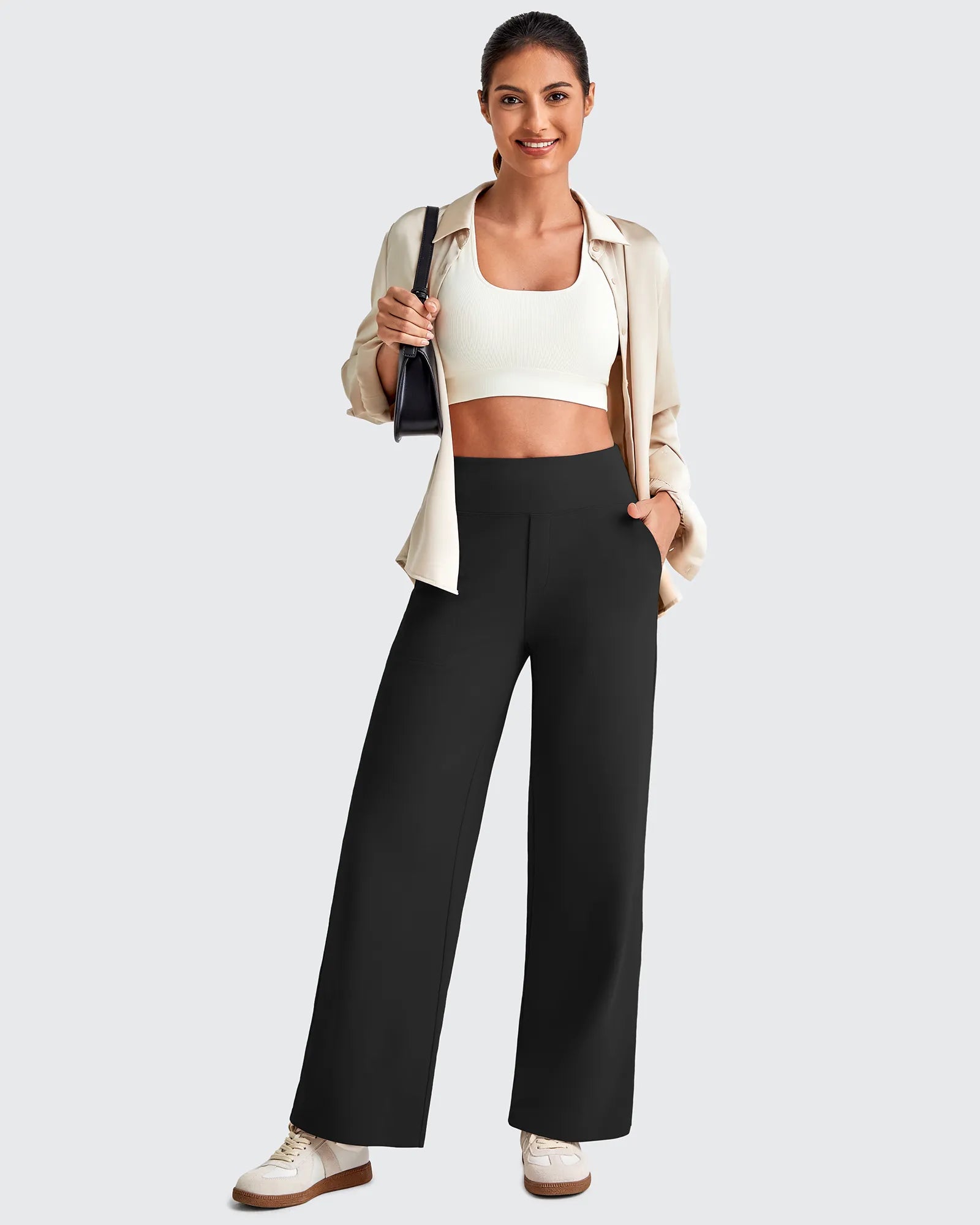 EverGoing High Waist Stretch Dressy Cropped Pants Petite - G4Free