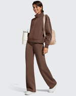 Smoofit Elastic Drawstring Fleece Lined Wide Leg Sweatpants