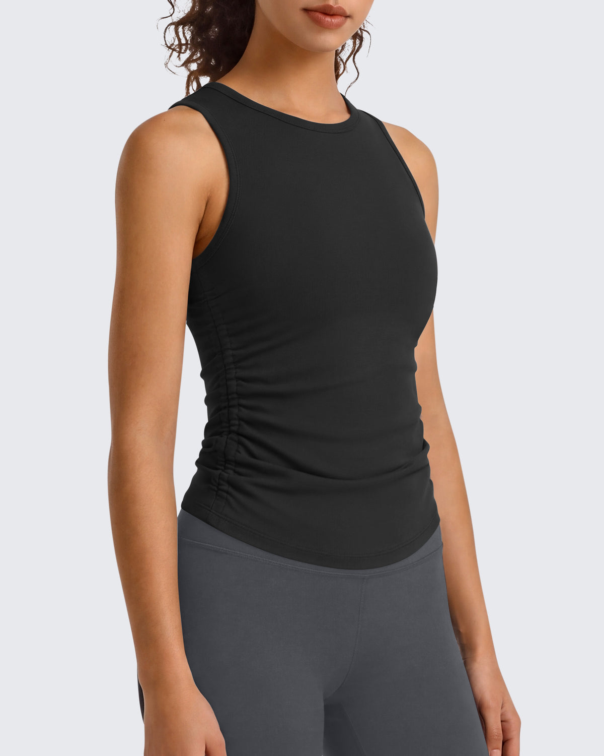 Camiseta sin mangas de yoga G4Free BareFeel con cuello alto fruncido