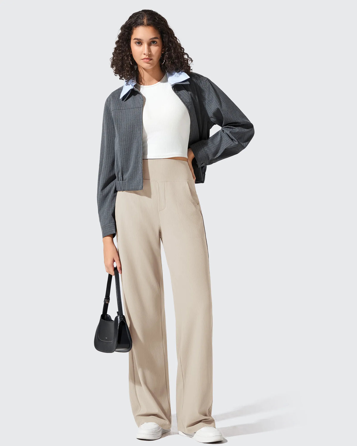 Ribbed Knit High Waist Wide Leg Yoga Pants