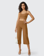 EverGoing Wide Leg High-Waist Casual Capri Pants - G4Free