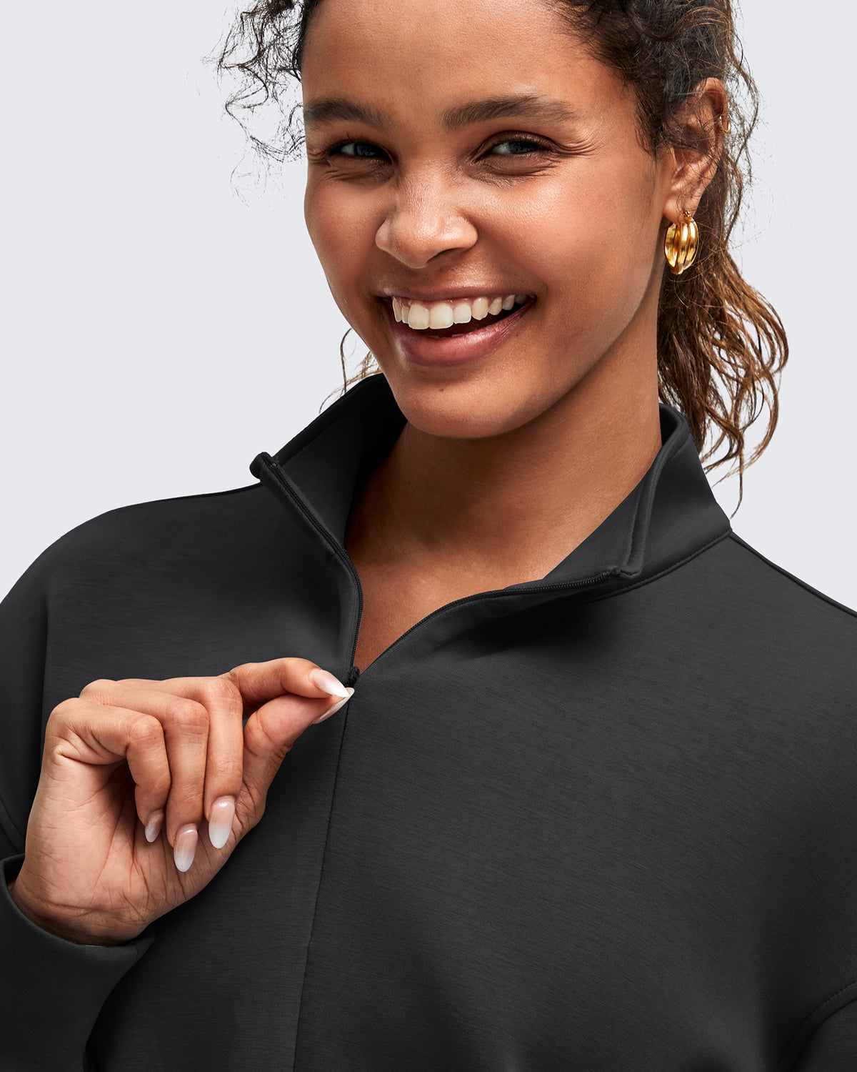 Smoofit Half-Zip Mock Neck Long Sleeve Sweatshirts - G4Free