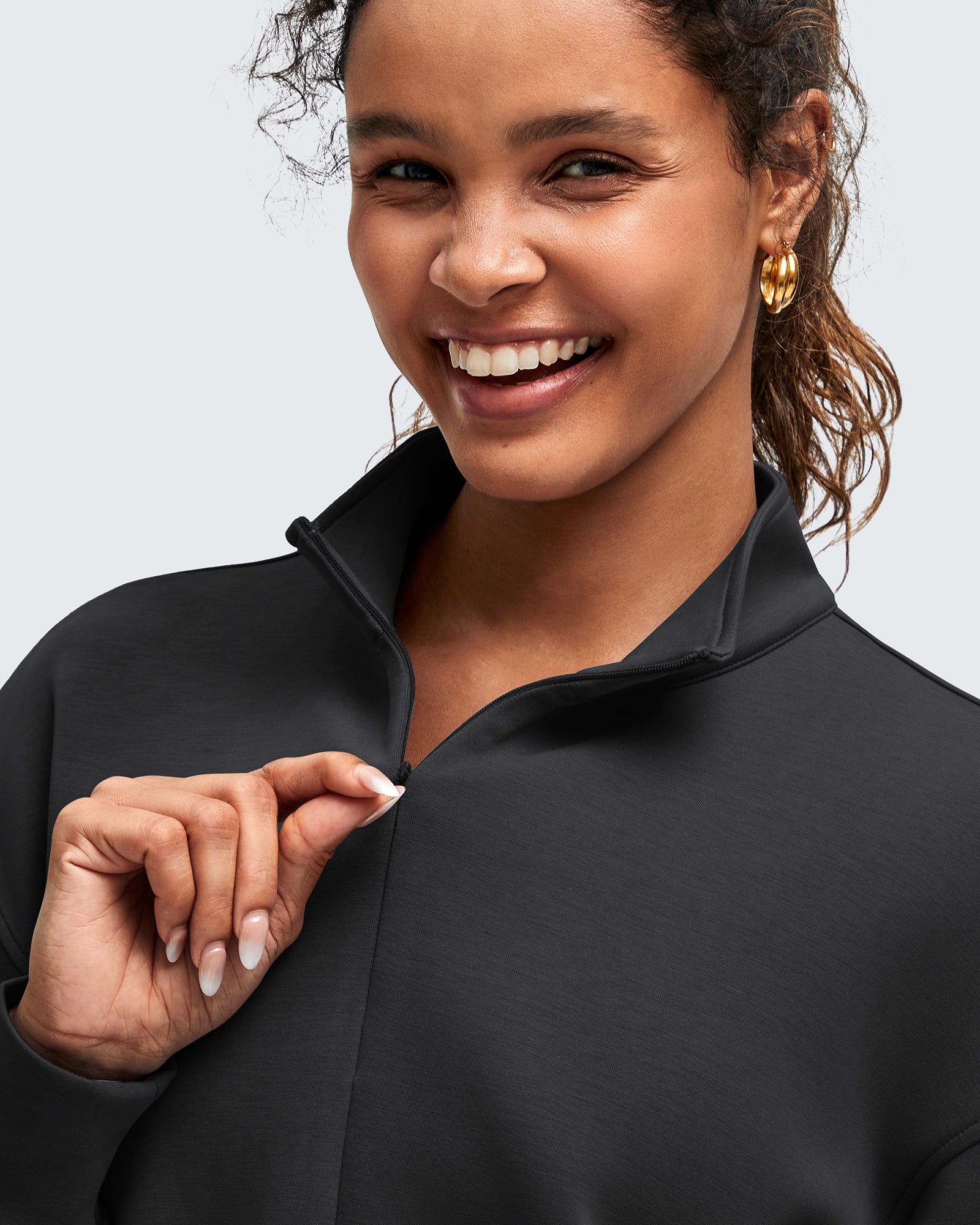 Smoofit Half-Zip Mock Neck Long Sleeve Sweatshirts - G4Free