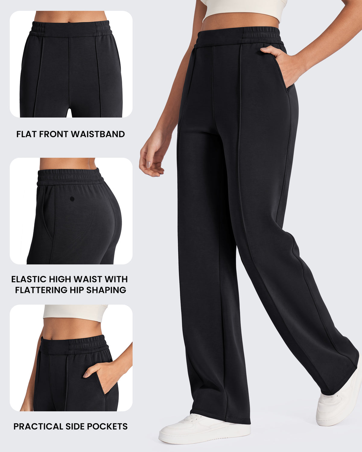 Smoofit Loose High-Rise Elastic Dressy Pants Petite - G4Free