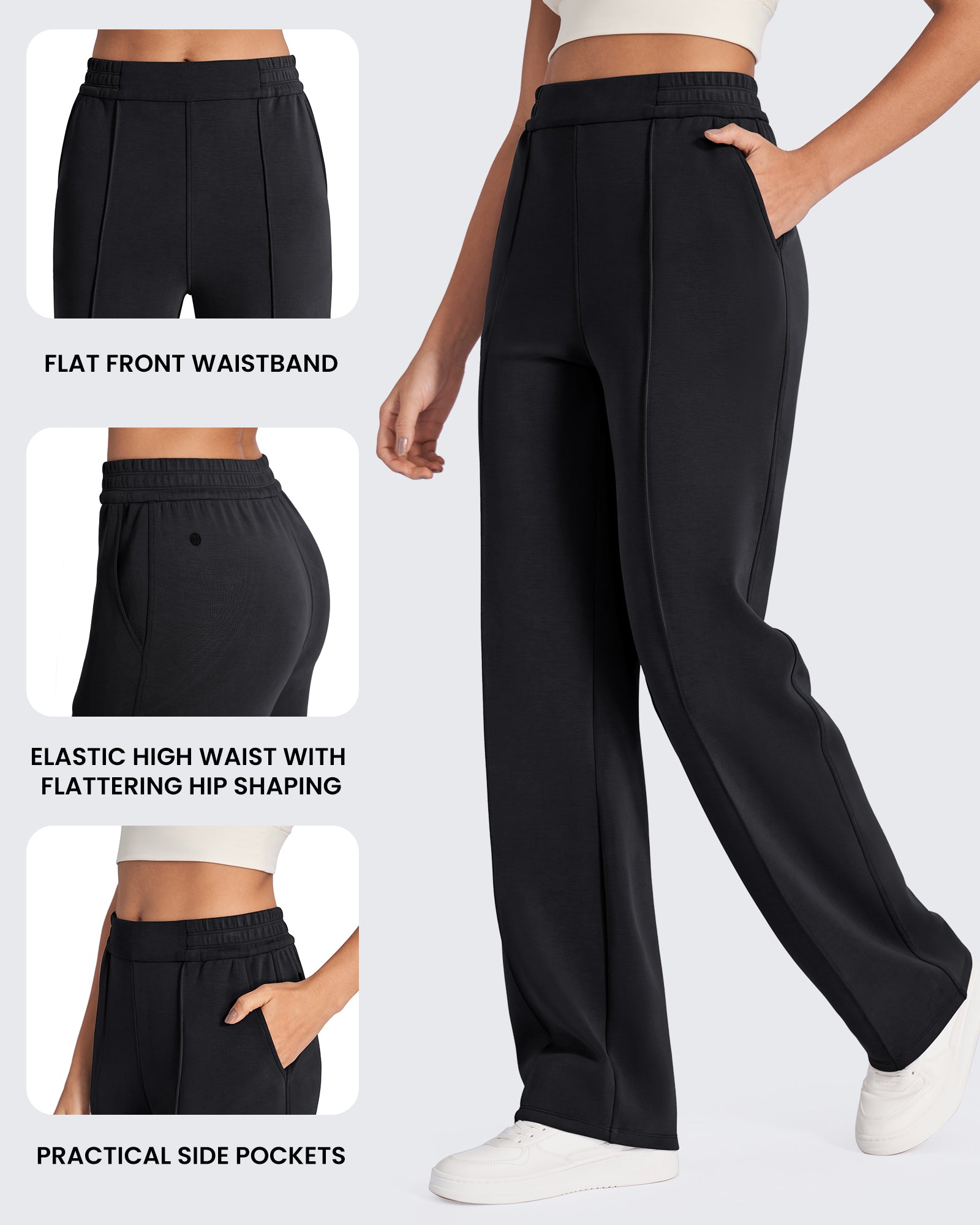 Smoofit Loose High-Rise Elastic Dressy Pants Petite - G4Free