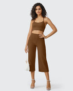 EverGoing Wide Leg High-Waist Casual Capri Pants - G4Free