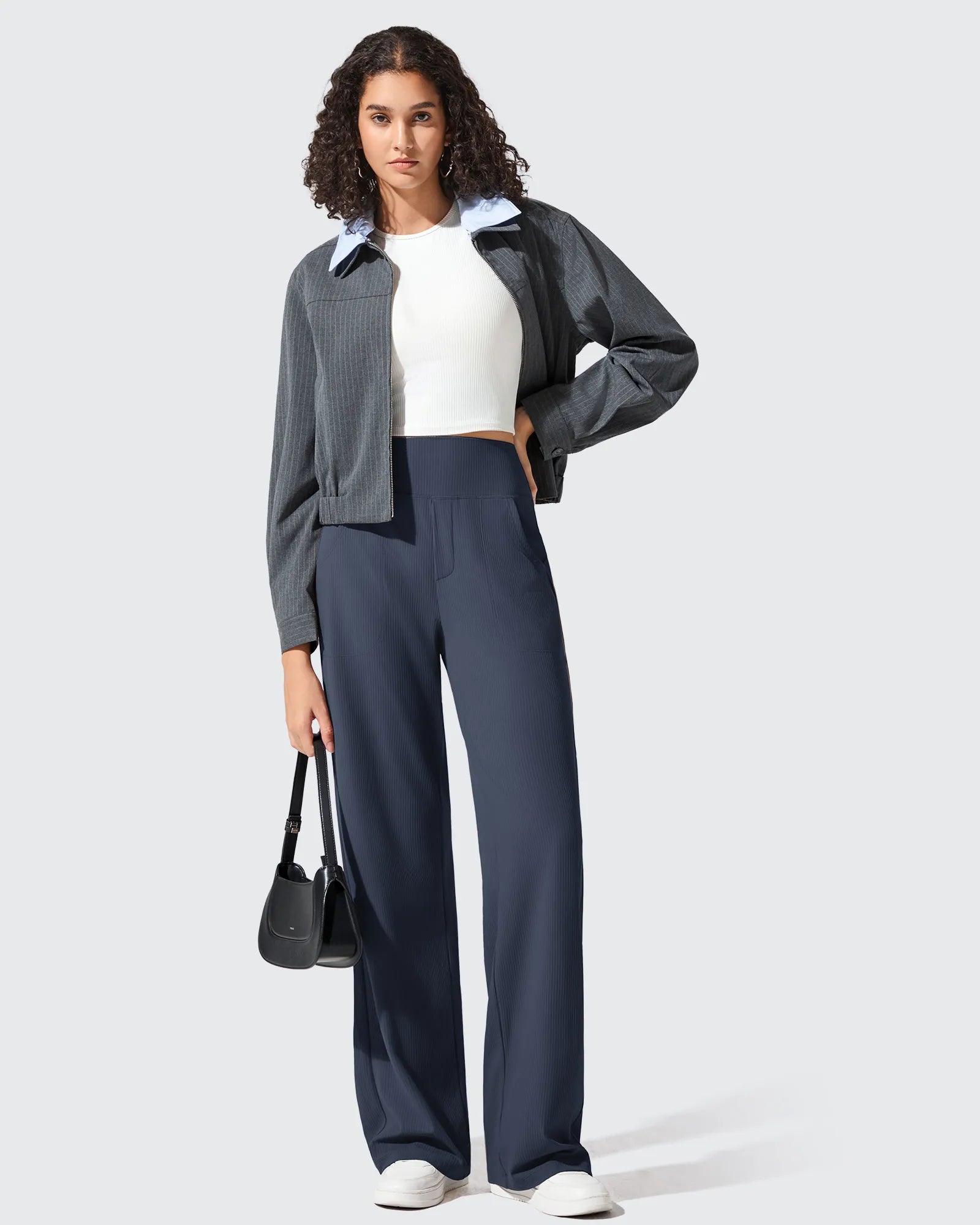 Ribbed Knit High Waist Wide Leg Yoga Pants