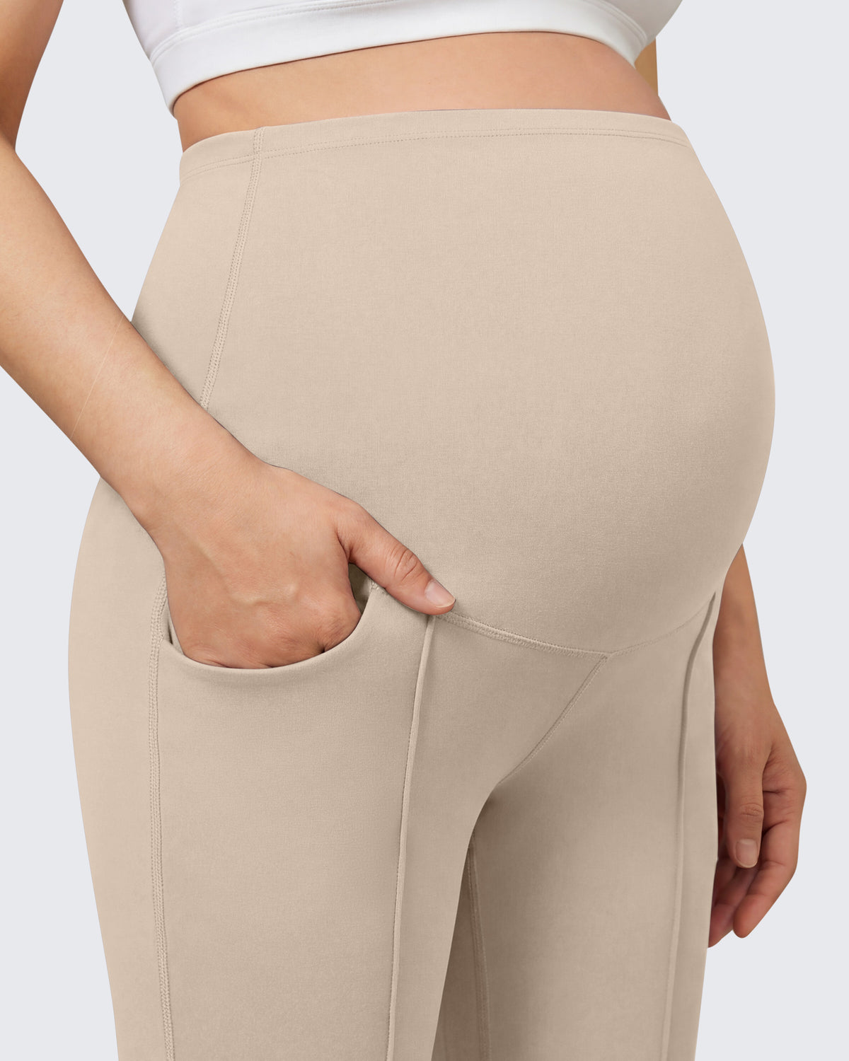 G4Free EverGoing Maternity Flare Leggings with Pockets – Over the Belly 25''