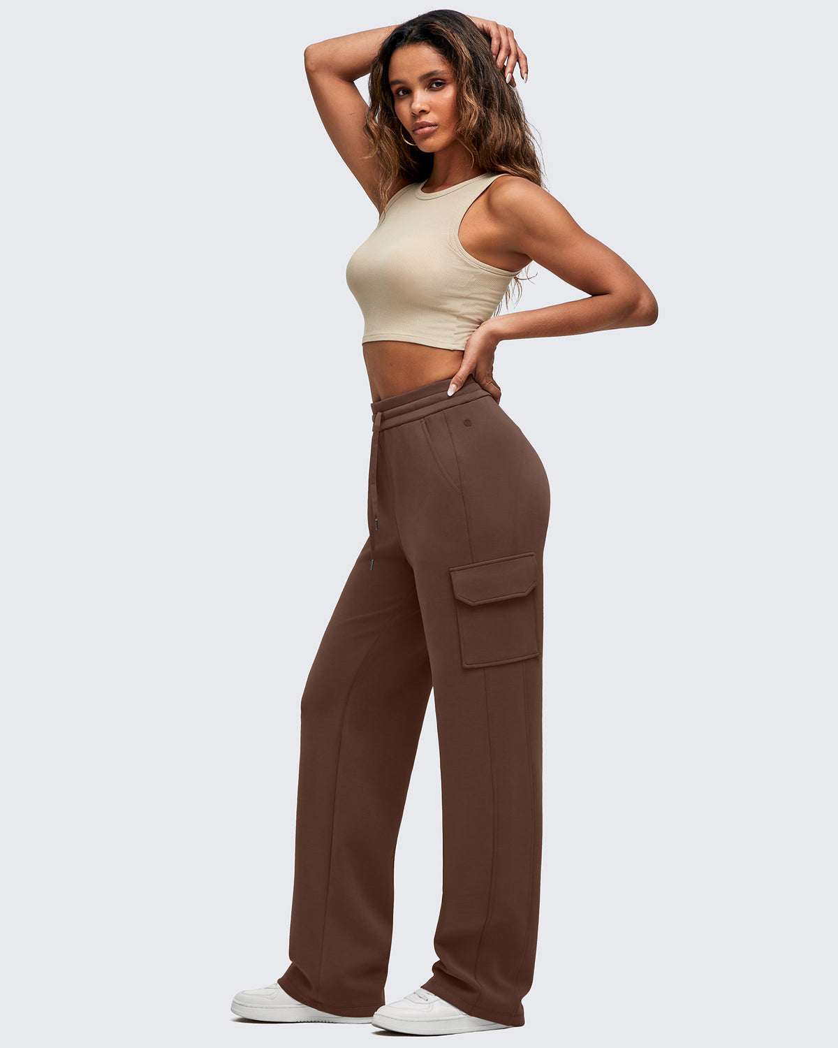 Smoofit Drawstring Wide Leg Pockets Cargo Sweatpants