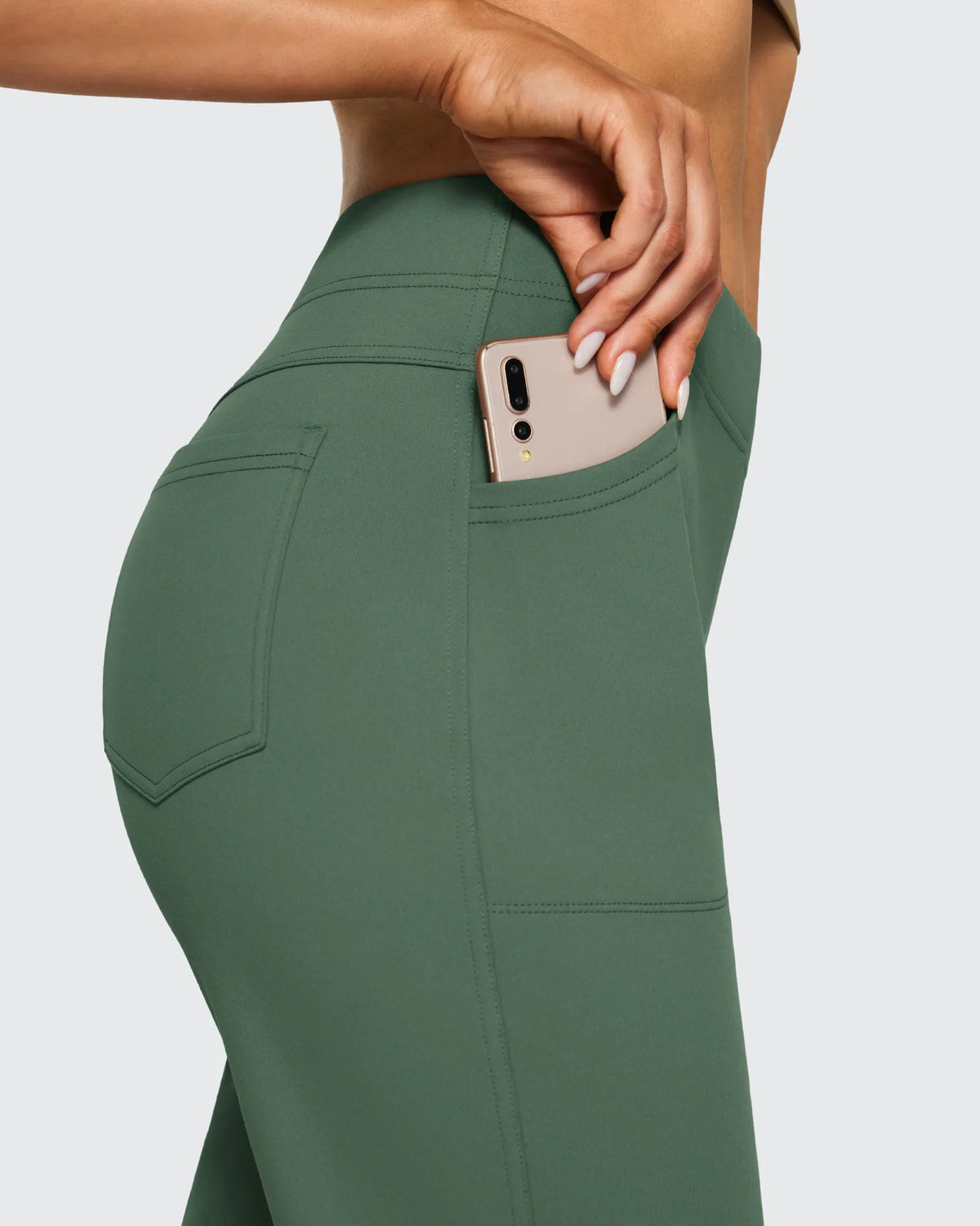 Fleece Lined High-Waist Flare Work Pants - G4Free