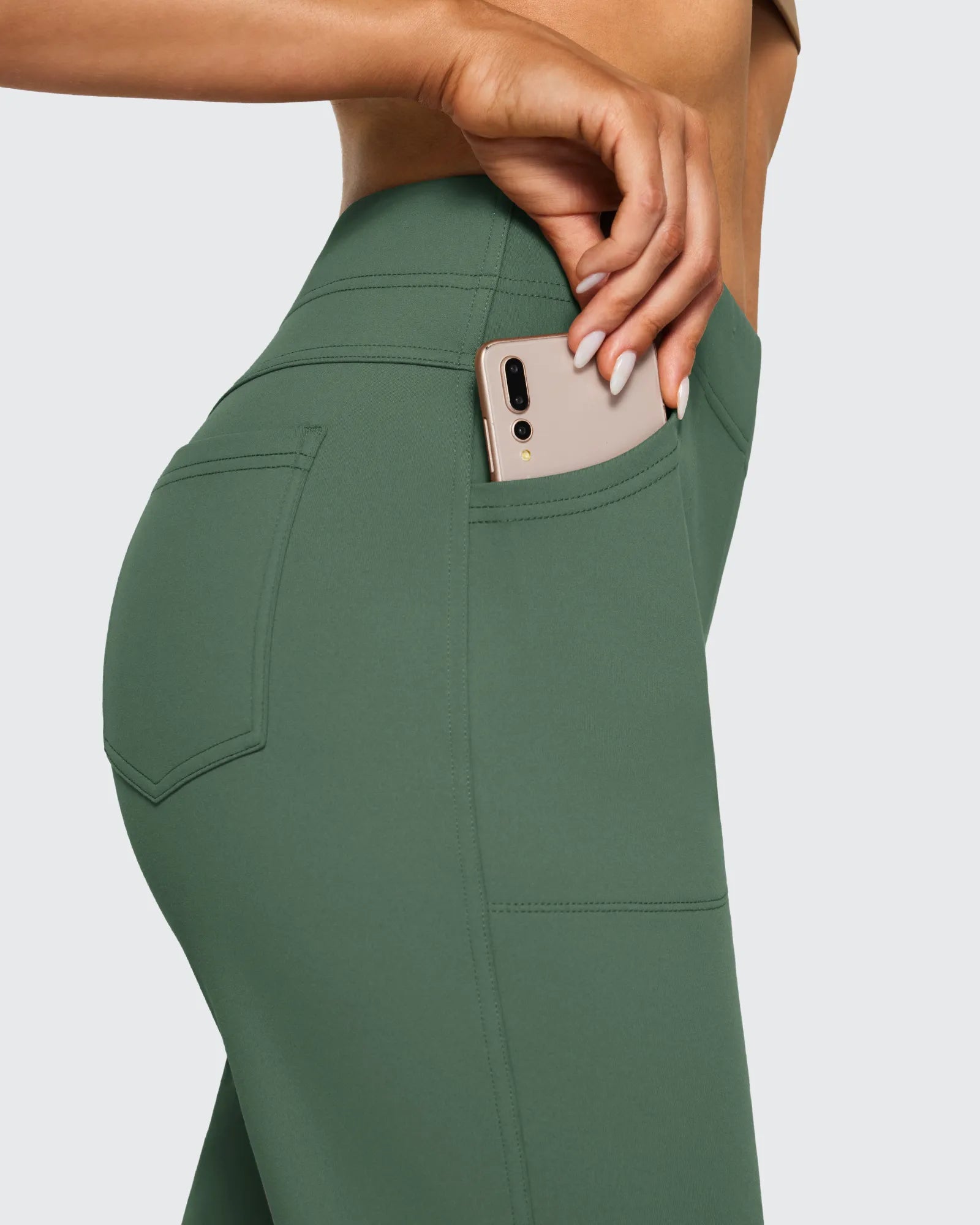 Fleece Lined High-Waist Flare Work Pants - G4Free