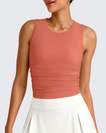 Lightbreeze Side Ruched Sleeveless Workout Tops - G4Free