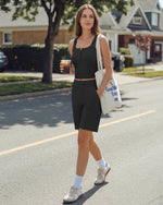 Neck Sleeveless Crop Tops G4Free Ribbed Cropped Henley Tank Top